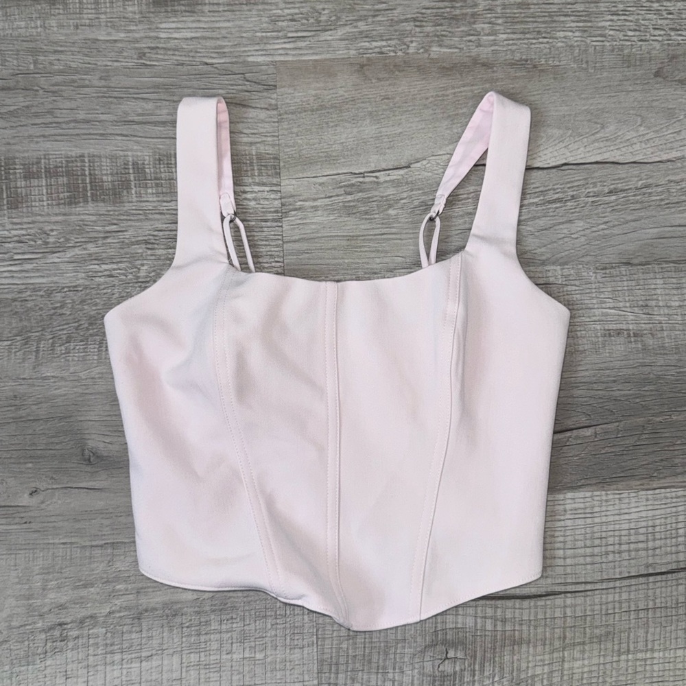 Abercrombie & Fitch Pink Corset‎ Style Crop Top Smocked Back Size Small